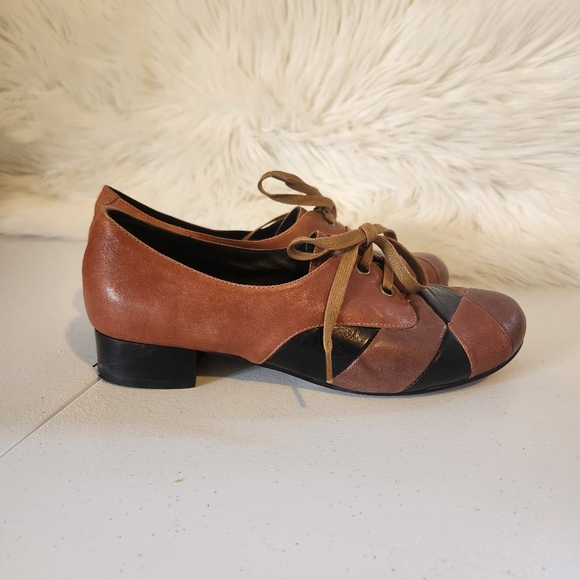 Vintage 90s Leather Patchwork Mary Jane Loafers Shoes Womens Size 38 7 1990s - Picture 3 of 7